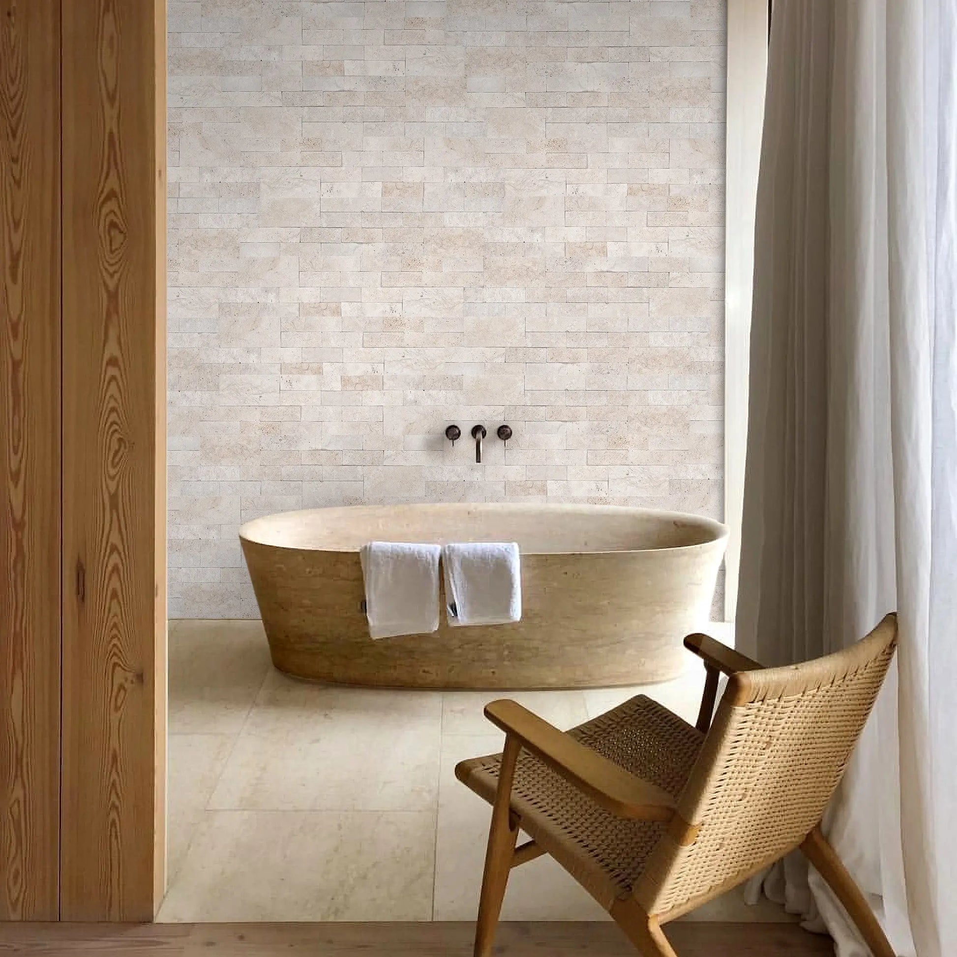 Parement TRAVERTIN LIGHT - Préassemblé - Minéral Pierre Naturelle