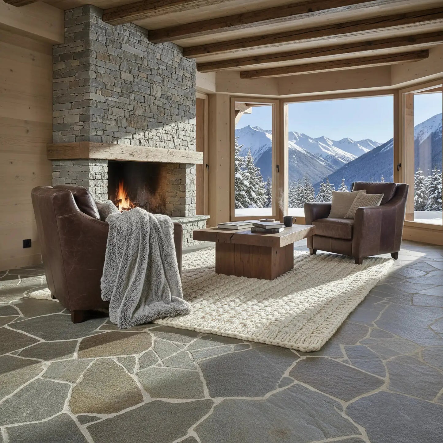 Opus incertum intérieur en QUARTZITE LUZERNE Minéral pierre naturelle