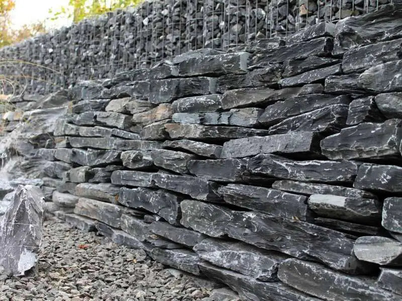 Moellon pour mur sec en SCHISTE BLACK SLATE AZUL - Minéral Pierre Naturelle