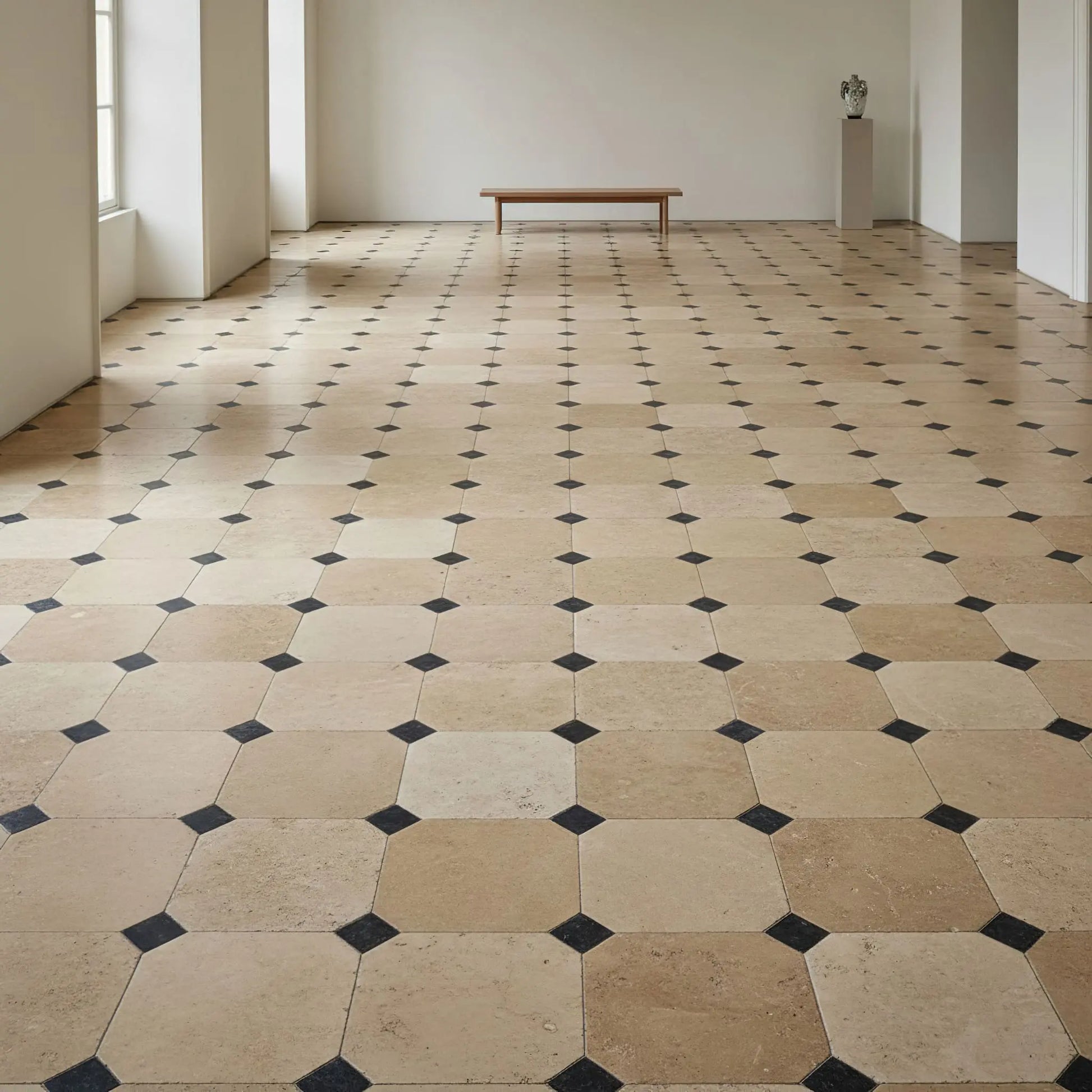 Dallage à cabochon en PIERRE CALCAIRE Minéral pierre naturelle