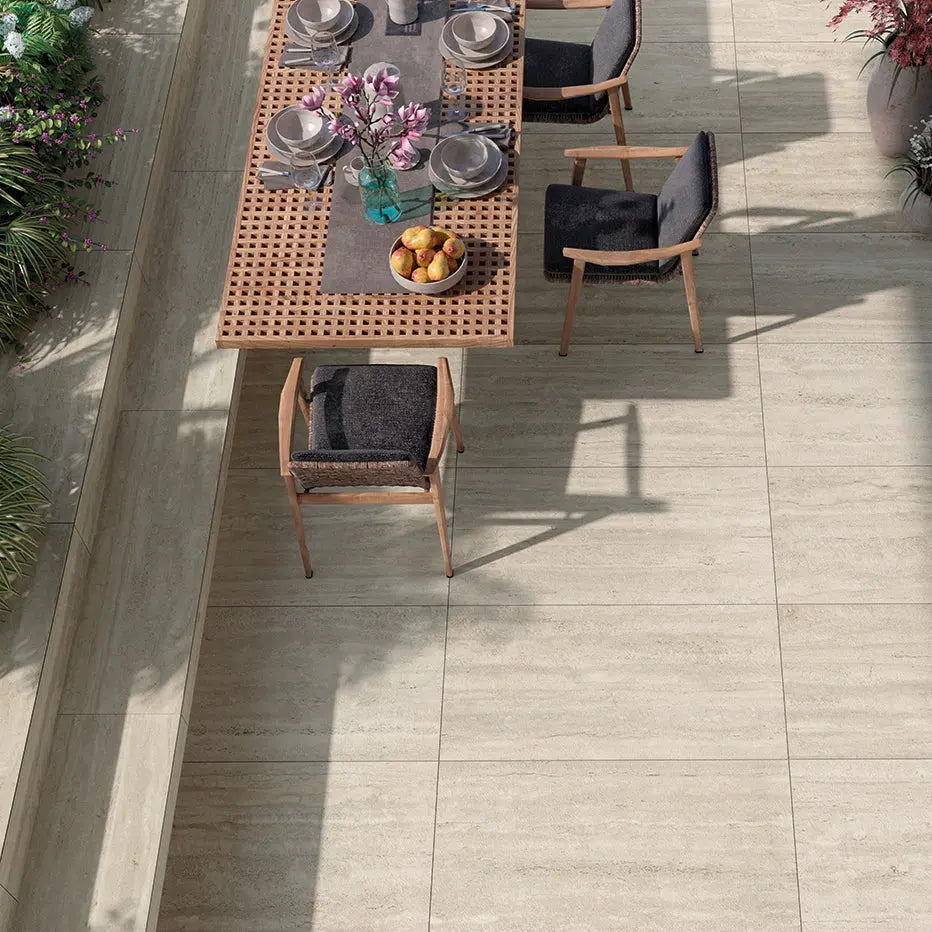 Grès cérame effet TRAVERTIN LIGHT - Minéral Pierre Naturelle