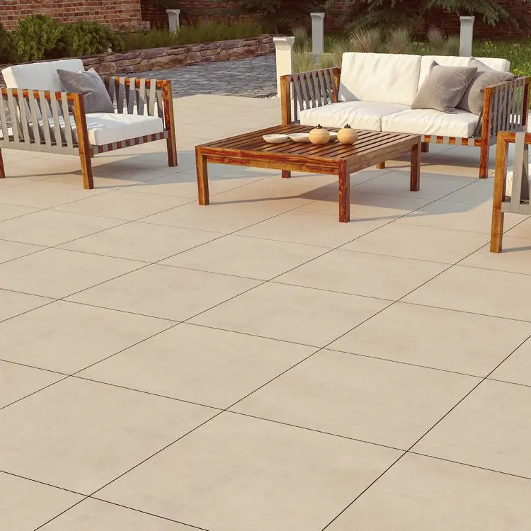 Dallage en Grès cérame LIMESTONE IVORY Beige - 60x60x2 cm