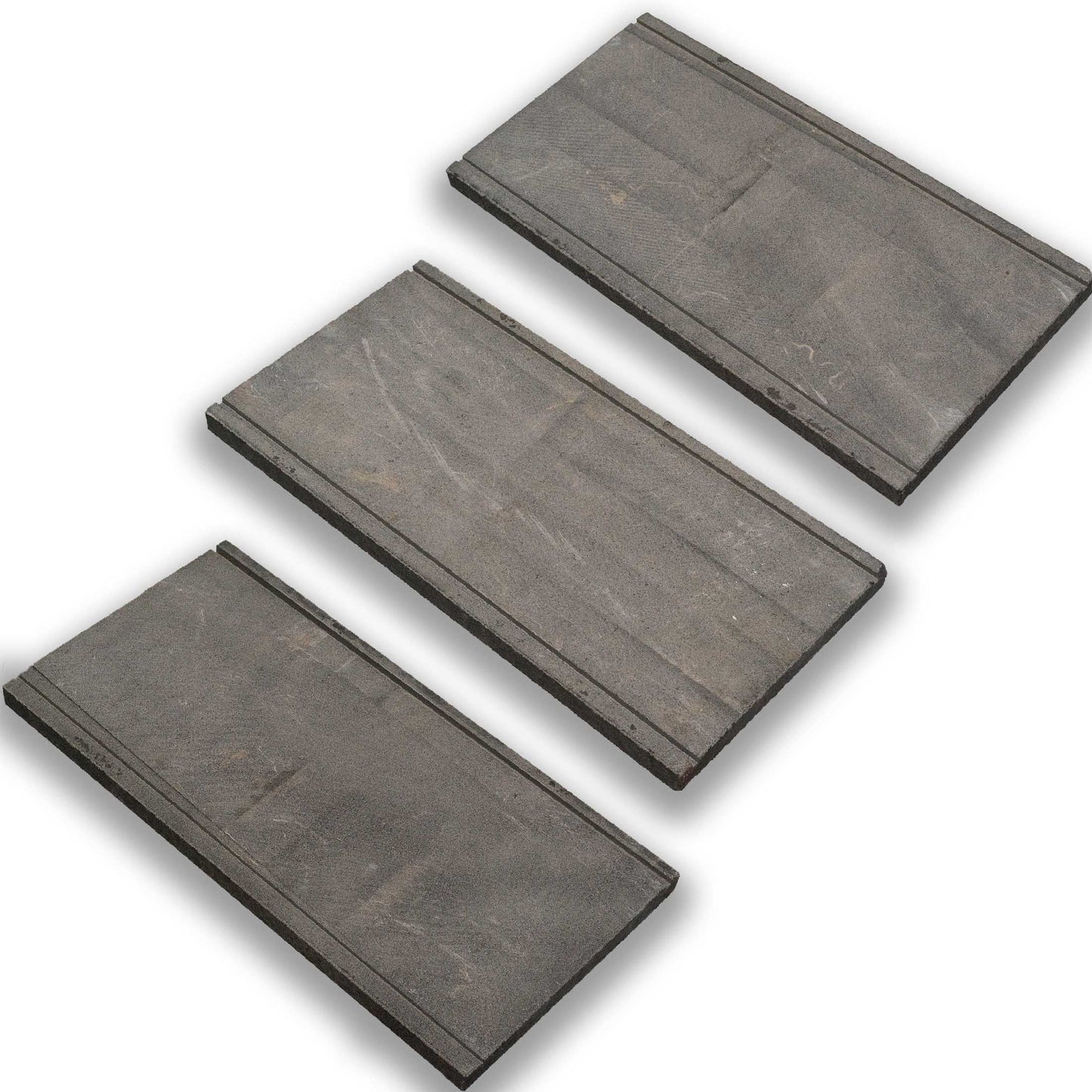 Poolrandstein aus Basalt SUPER BLACK, geflammt, mit Tropfkante – Unterseite