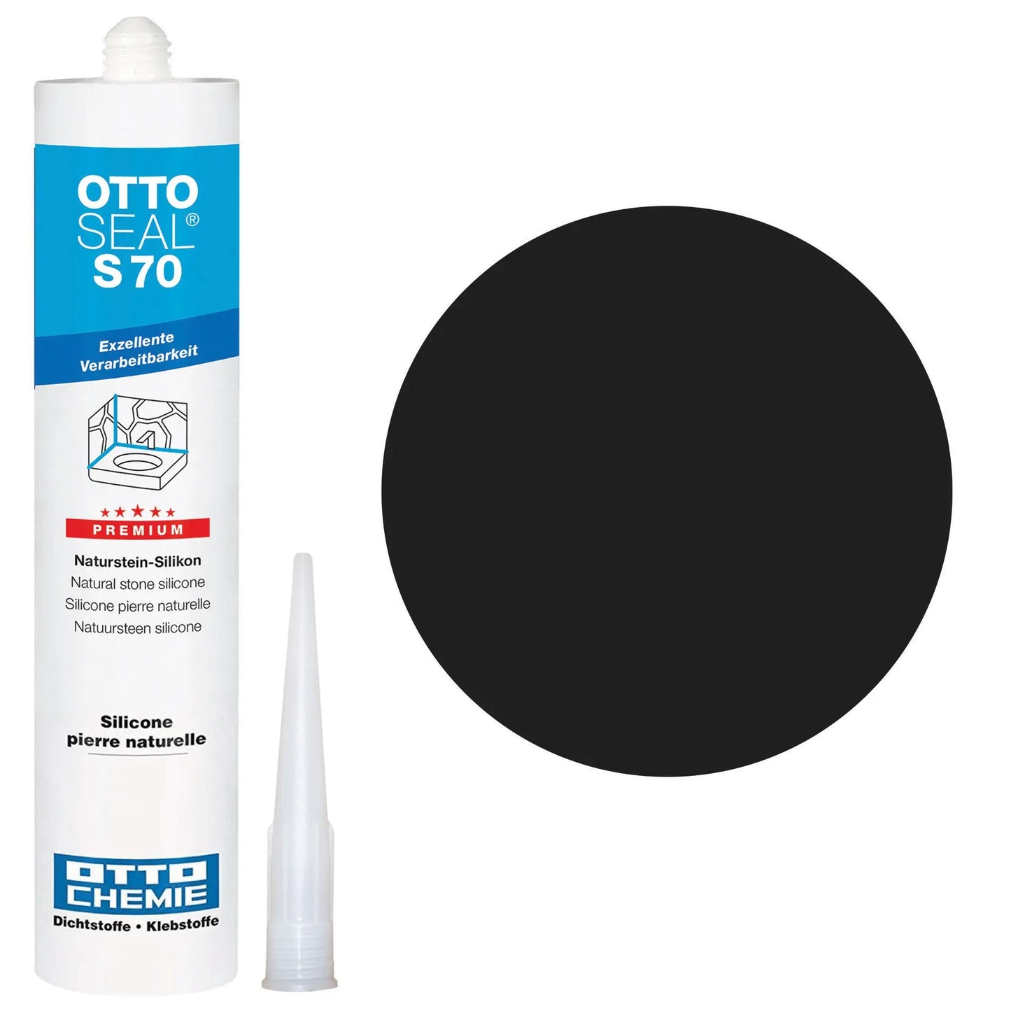 Silicone MAT NOIR pour pierre calcaire - OTTOSEAL S70 (310ml) - Minéral Pierre Naturelle