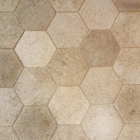 Tomette hexagonale en PIERRE CALCAIRE Minéral pierre naturelle