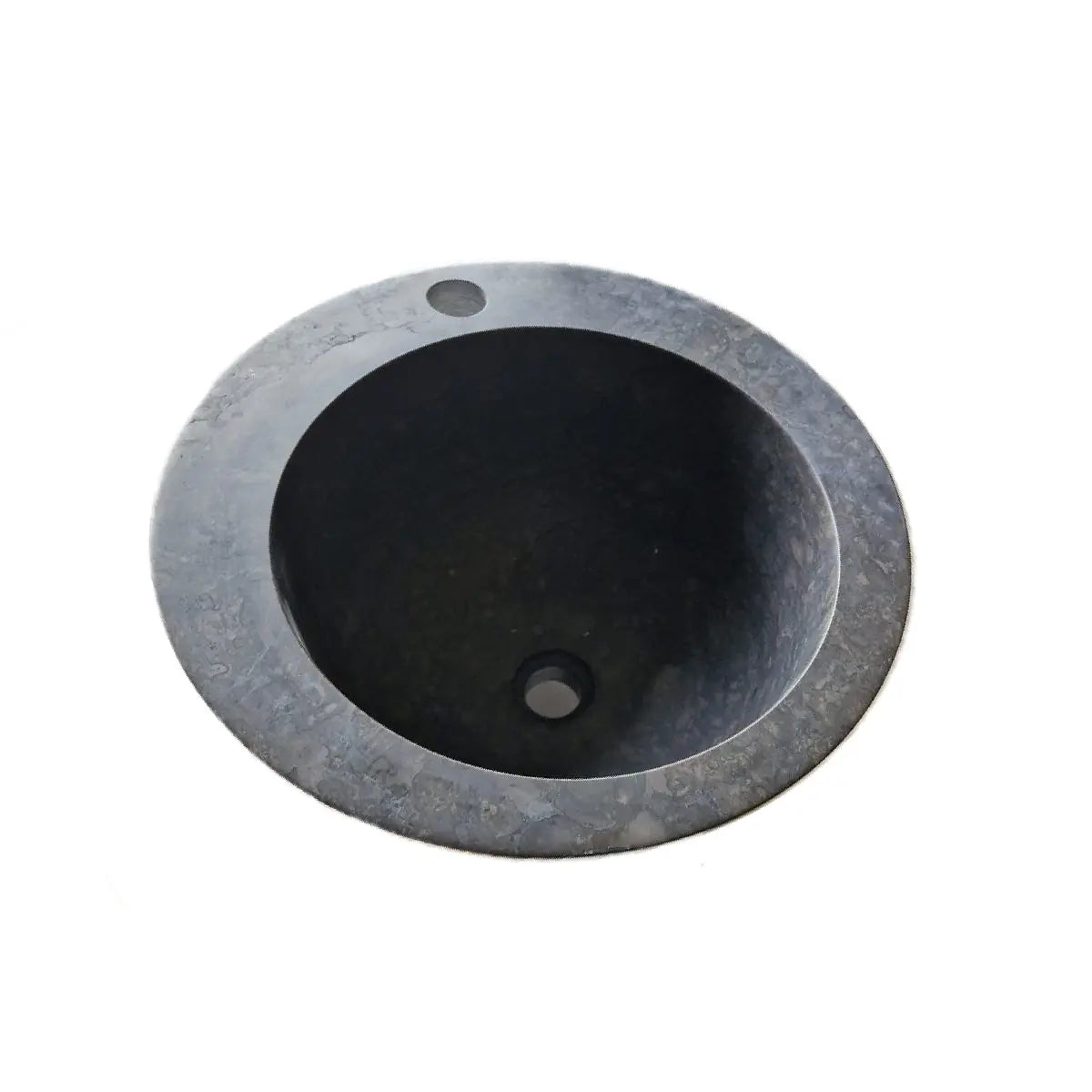 Vasque sur pied en marbre noir, finition adoucie, percements pour robinet et évacuation. Unique, authentique, adaptée aux salles de bain modernes et classiques.