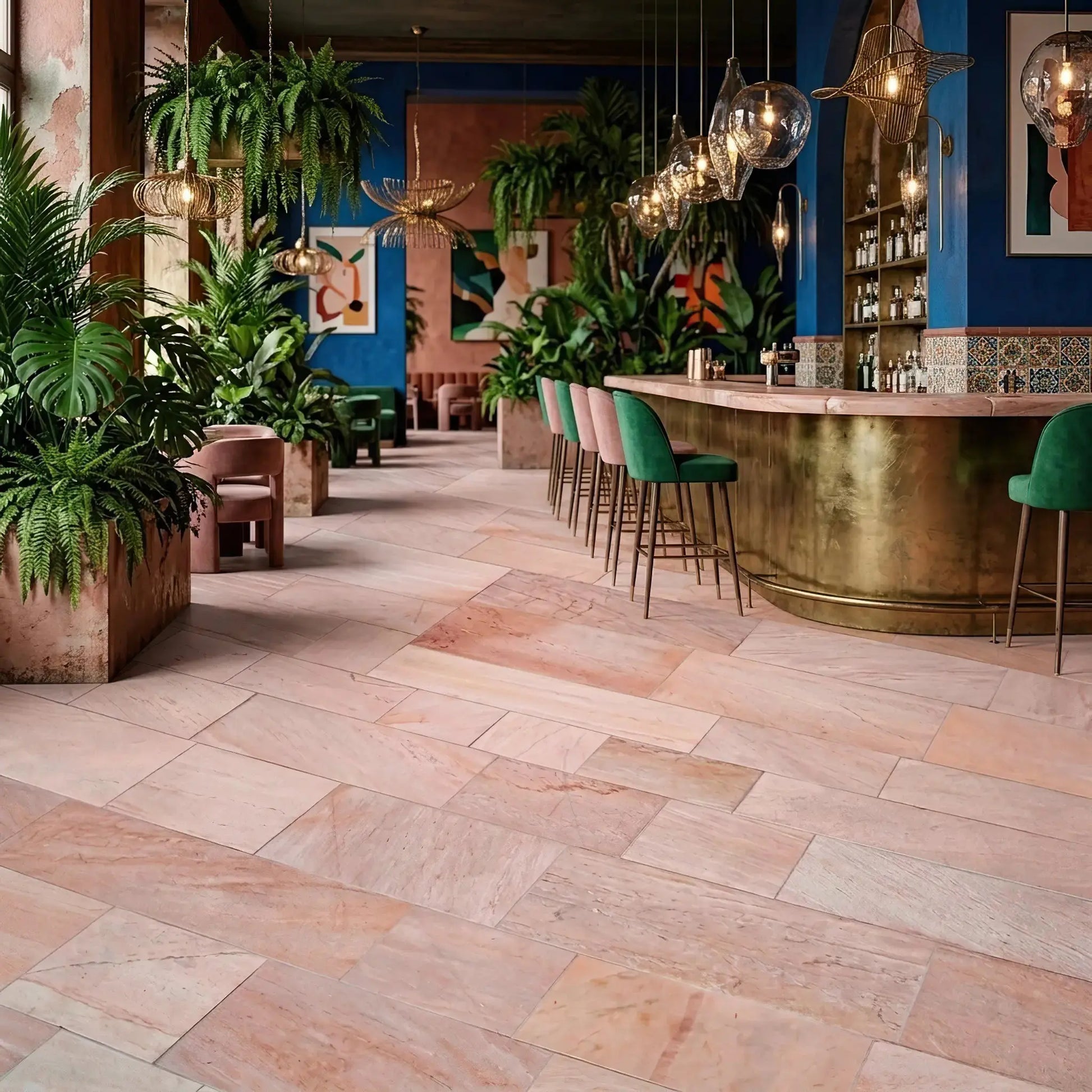 Dallage intérieur en QUARTZITE CORAL PINK Minéral pierre naturelle