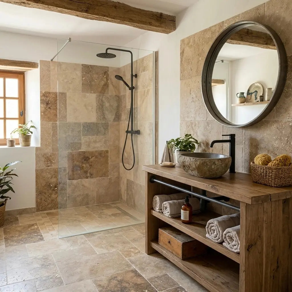Dallage intérieur en TRAVERTIN RUSTIC Minéral pierre naturelle