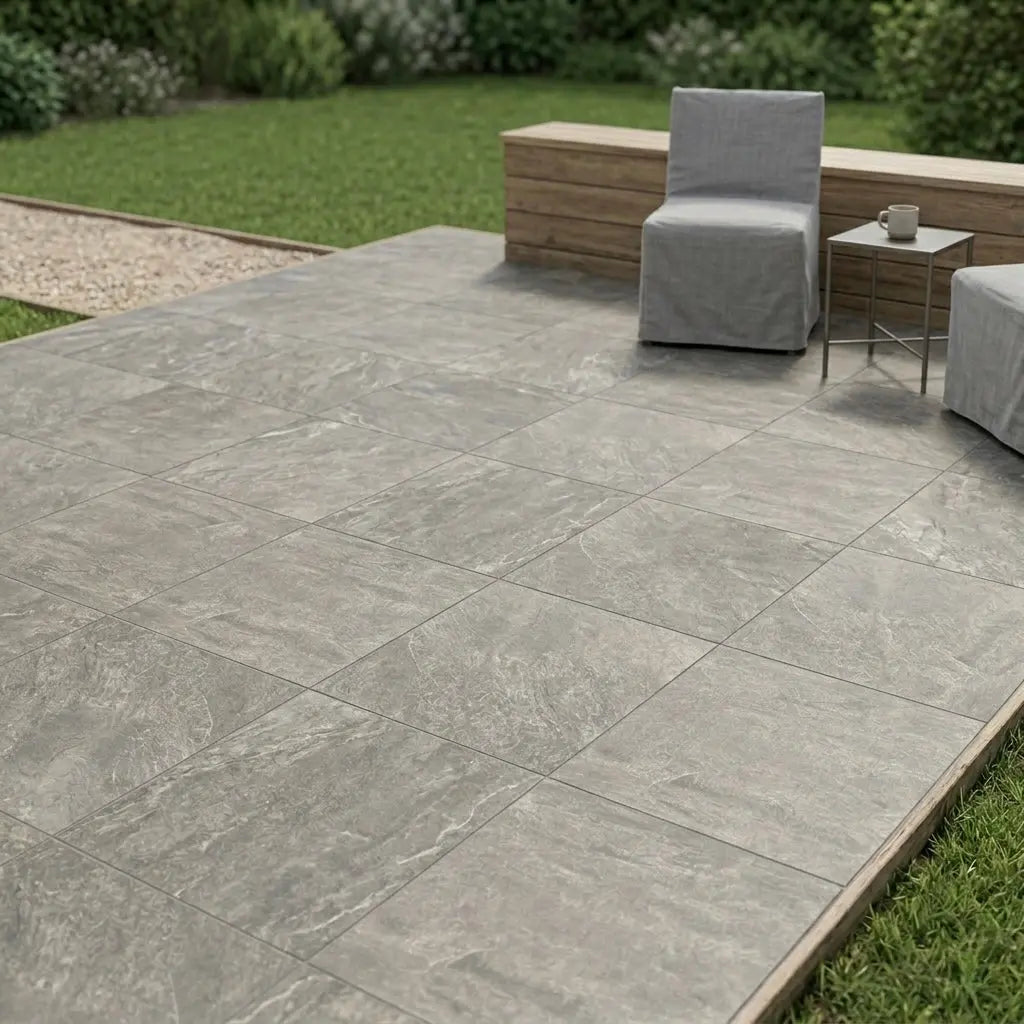 Carrelage extérieur effet pierre AVIO - 60 x 60 x 2 cm Minéral pierre naturelle