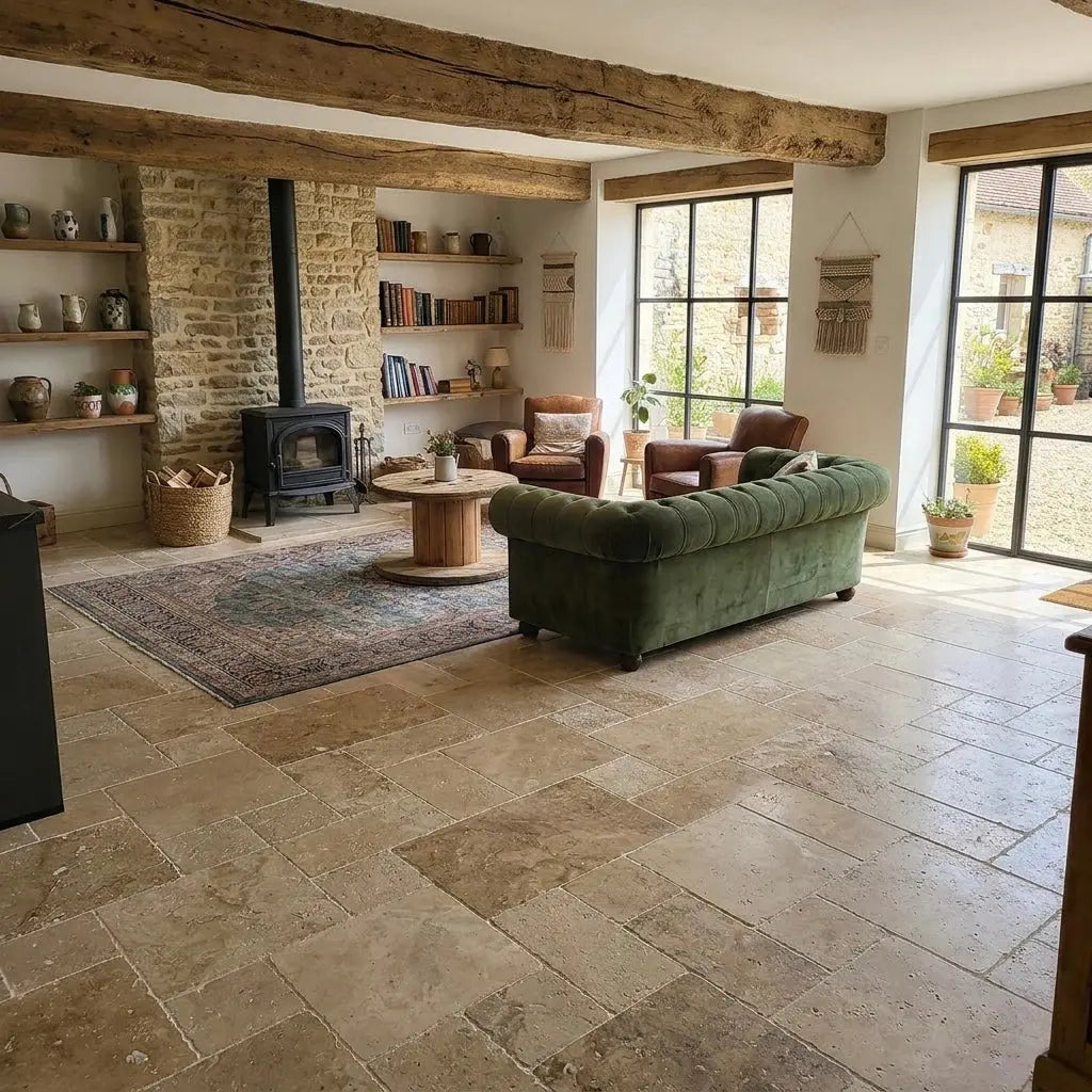 Dallage intérieur en TRAVERTIN RUSTIC Minéral pierre naturelle