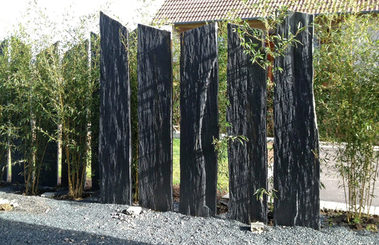 Brise vue en schiste BLACK SLATE AZUL bords bruts - Minéral Pierre Naturelle