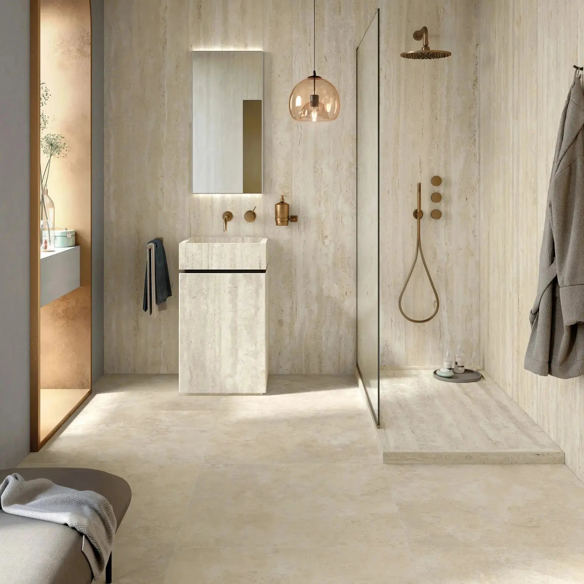 Keramik aussen effet TRAVERTIN LIGHT CROSS - 2 cm Minéral Naturstein