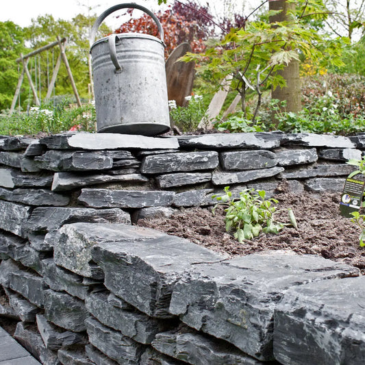 Moellon pour mur sec en SCHISTE BLACK SLATE AZUL - Minéral Pierre Naturelle