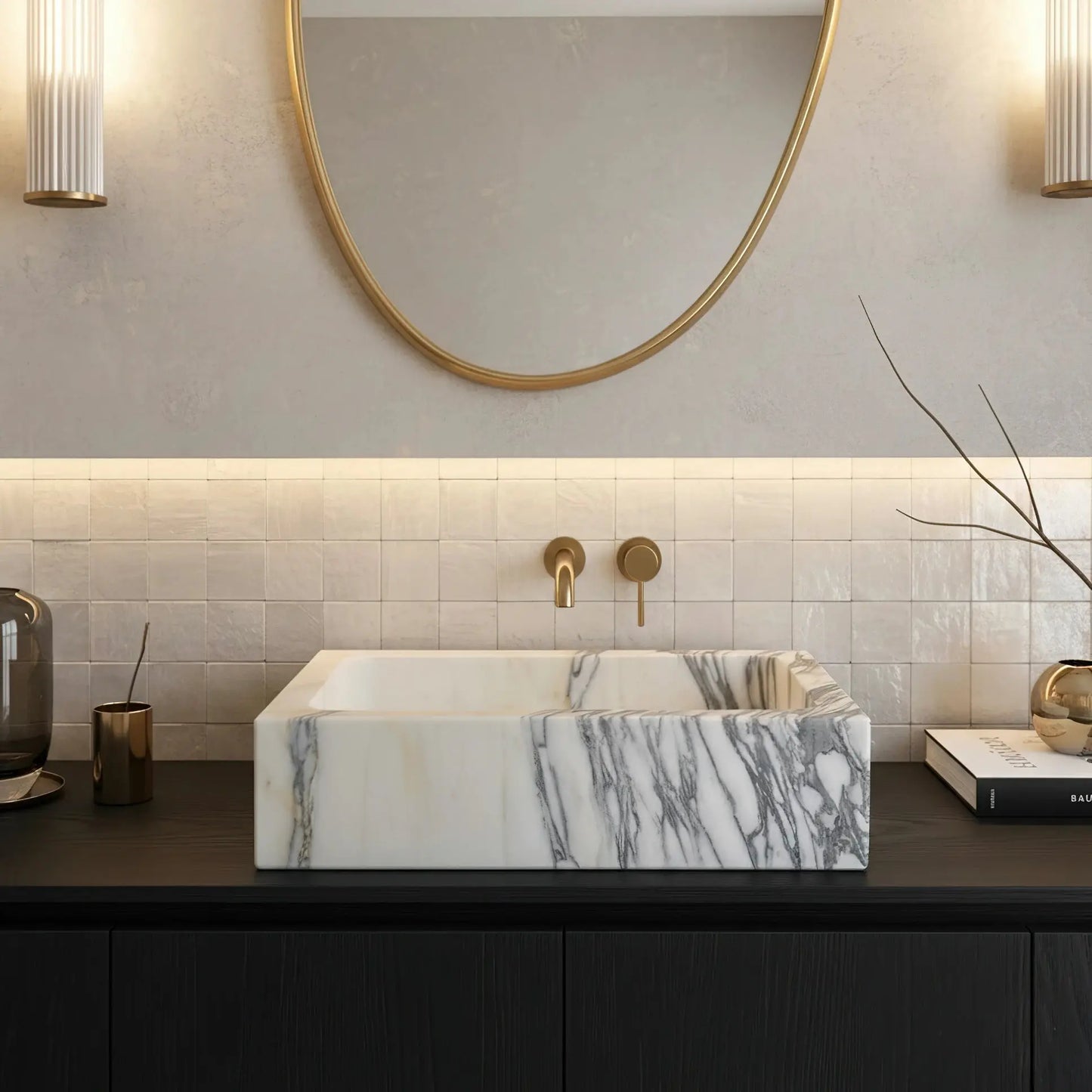 Vasque rectangulaire en marbre ARABESCATTO