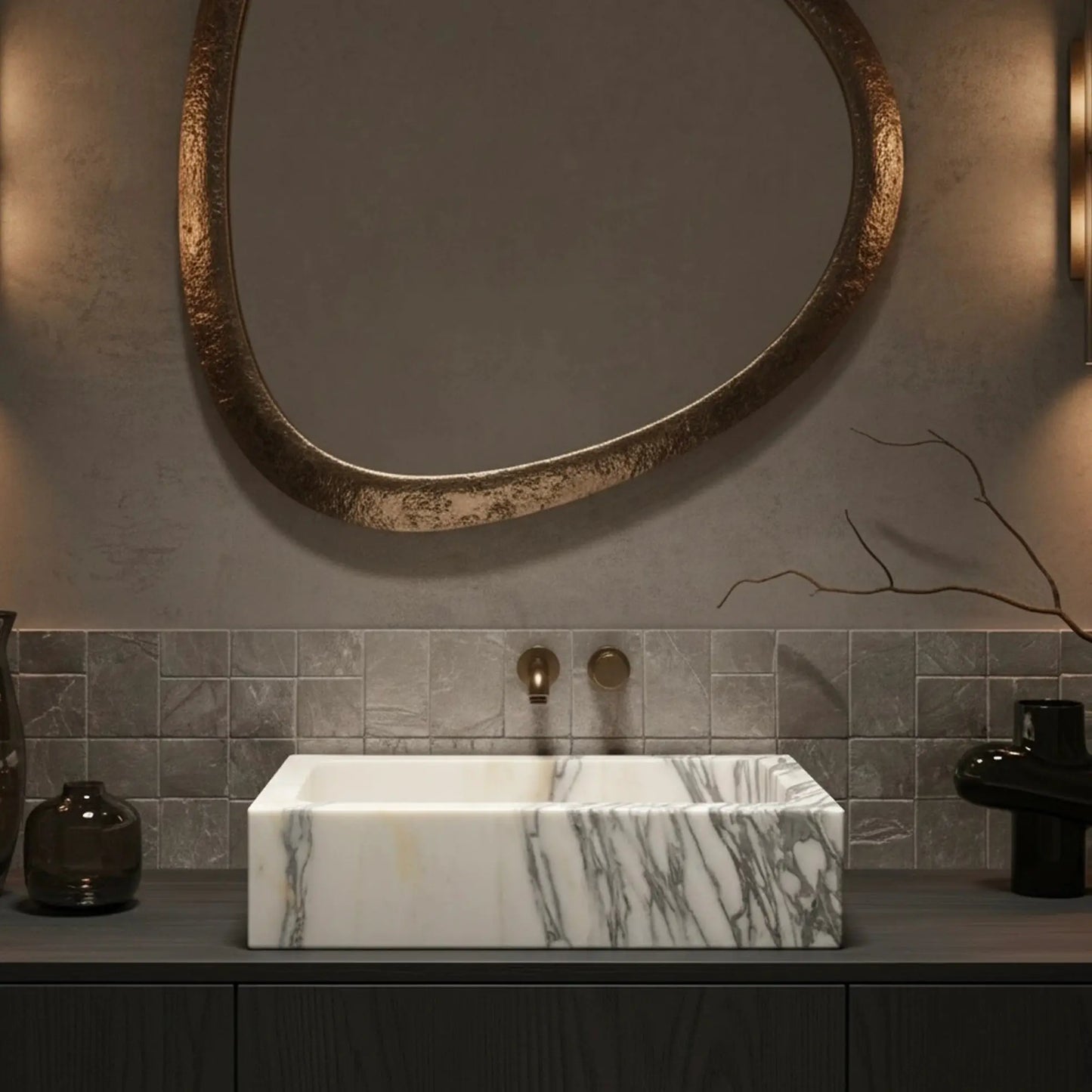 Vasque rectangulaire en marbre ARABESCATTO