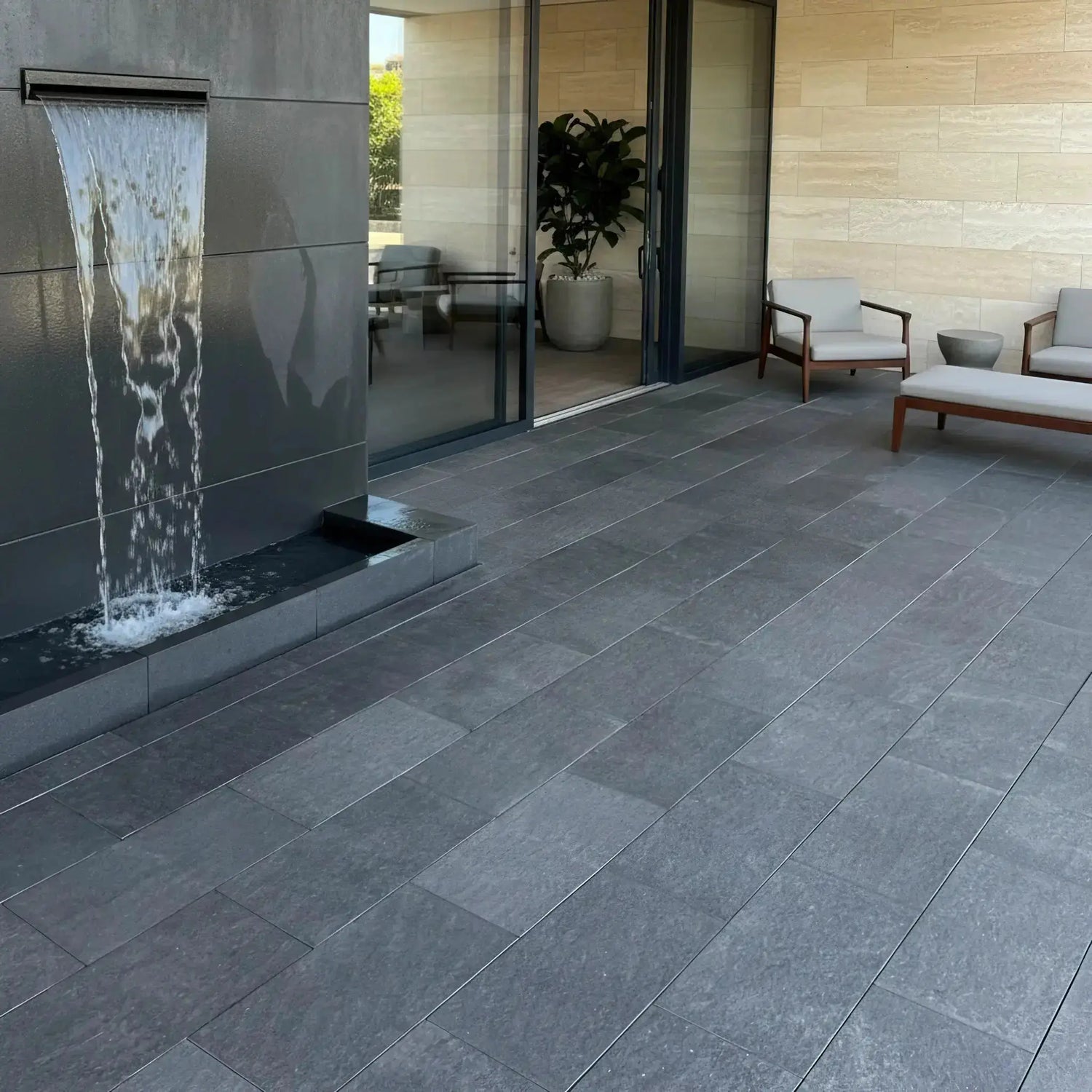 Bodenplatte Basalt SUPER BLACK Minéral Naturstein