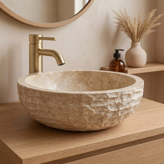 Vasque ronde MARBRE BEIGE Minéral Naturstein