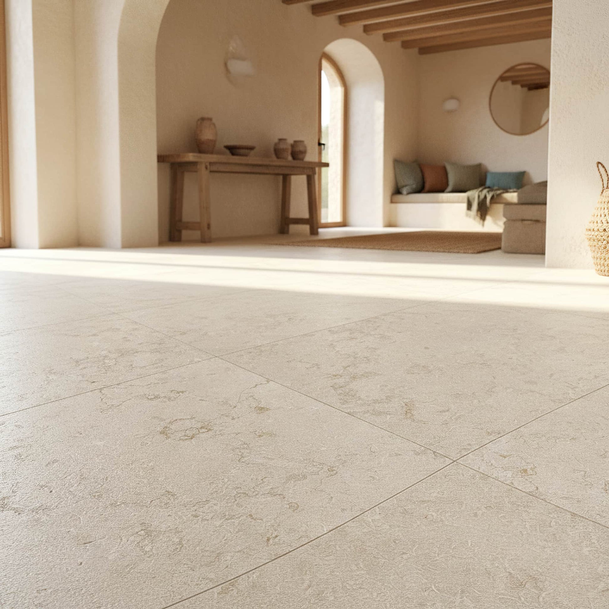 Dallage en calcaire BEIGE ROYAL Minéral pierre naturelle