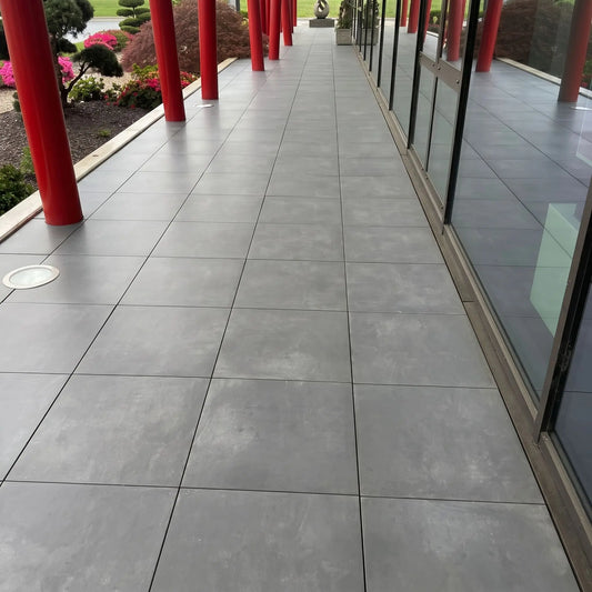 Carrelage extérieur effet béton BETON CENDRE - 60 x 60 x 2 cm Minéral pierre naturelle