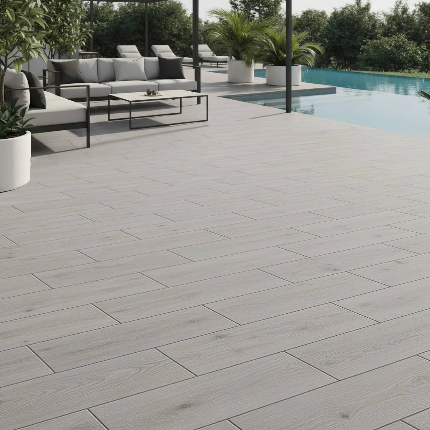 Grès cérame effet bois OAK GREY - 120 x 30 x 2 cm Minéral pierre naturelle