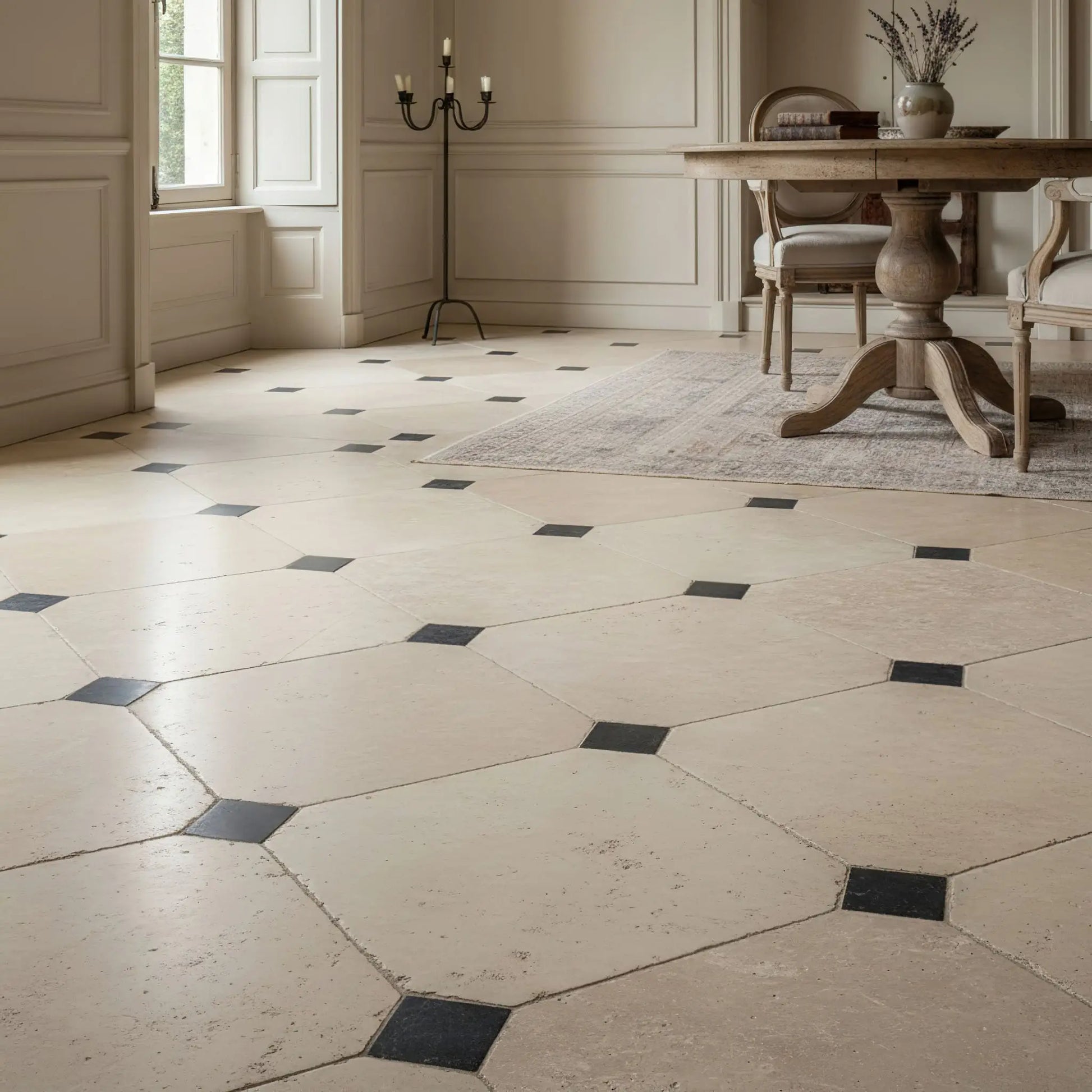 Dallage à cabochon PIERRE CALCAIRE & PIERRE BLEUE - Minéral Pierre Naturelle