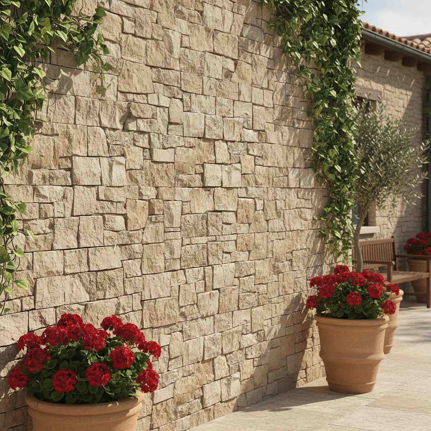 Verblendstein ROCKLINE Kalkstein BEIGE - Préassemblé Minéral Naturstein