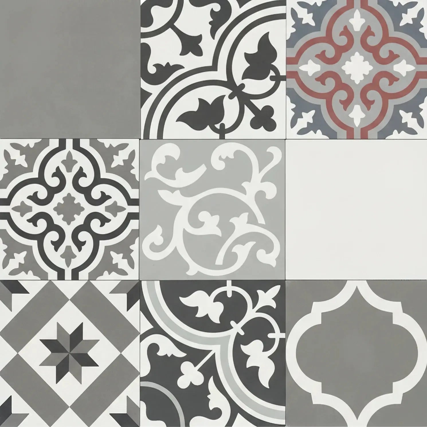 Carreaux de ciment véritables - Patchwork light Minéral pierre naturelle