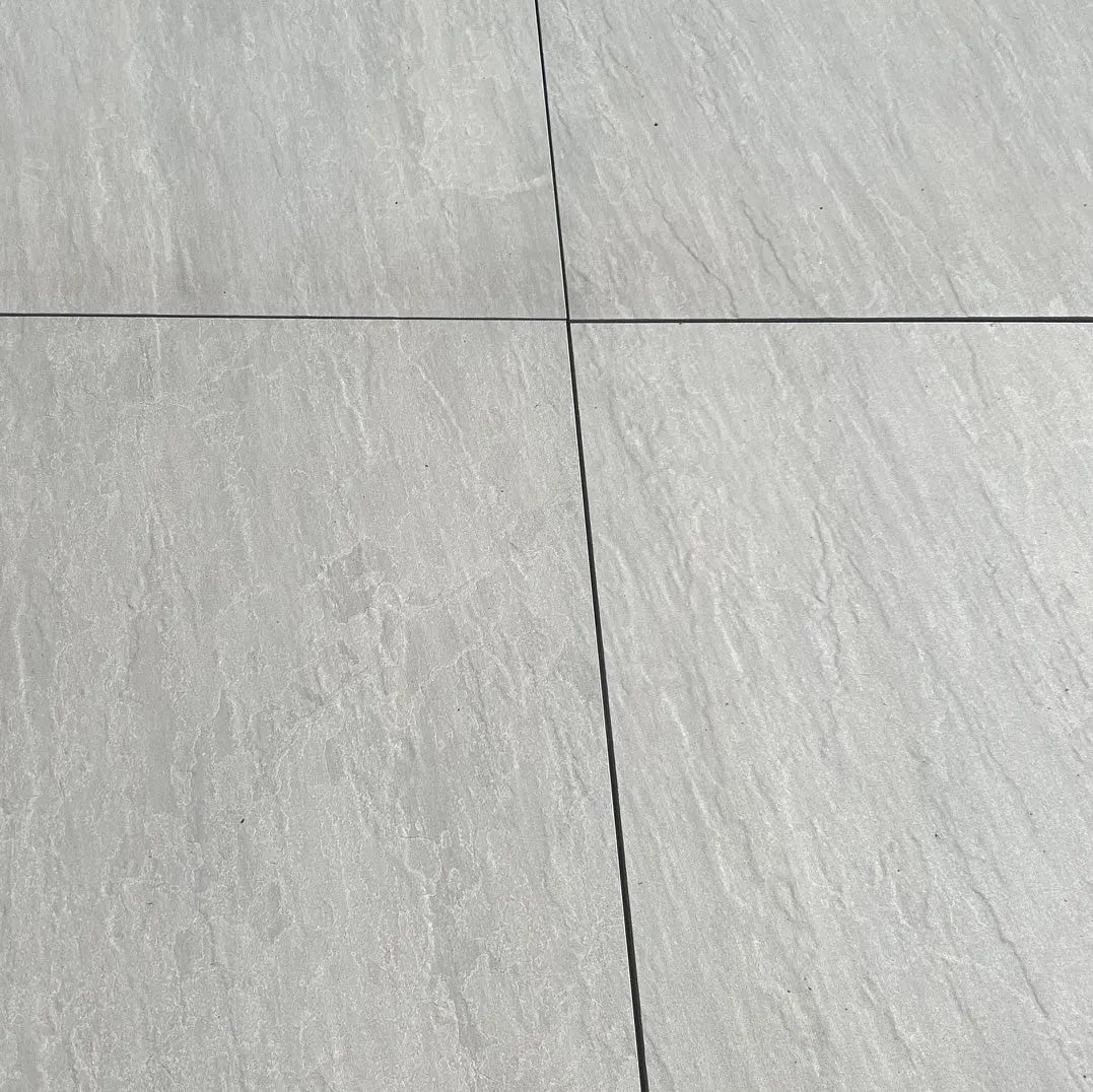 Carrelage extérieur effet pierre KANDLA GREY - 90 x 60 x 2 cm Minéral pierre naturelle