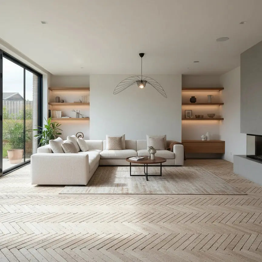 Dallage chevron en pierre calcaire ANTICA Minéral pierre naturelle