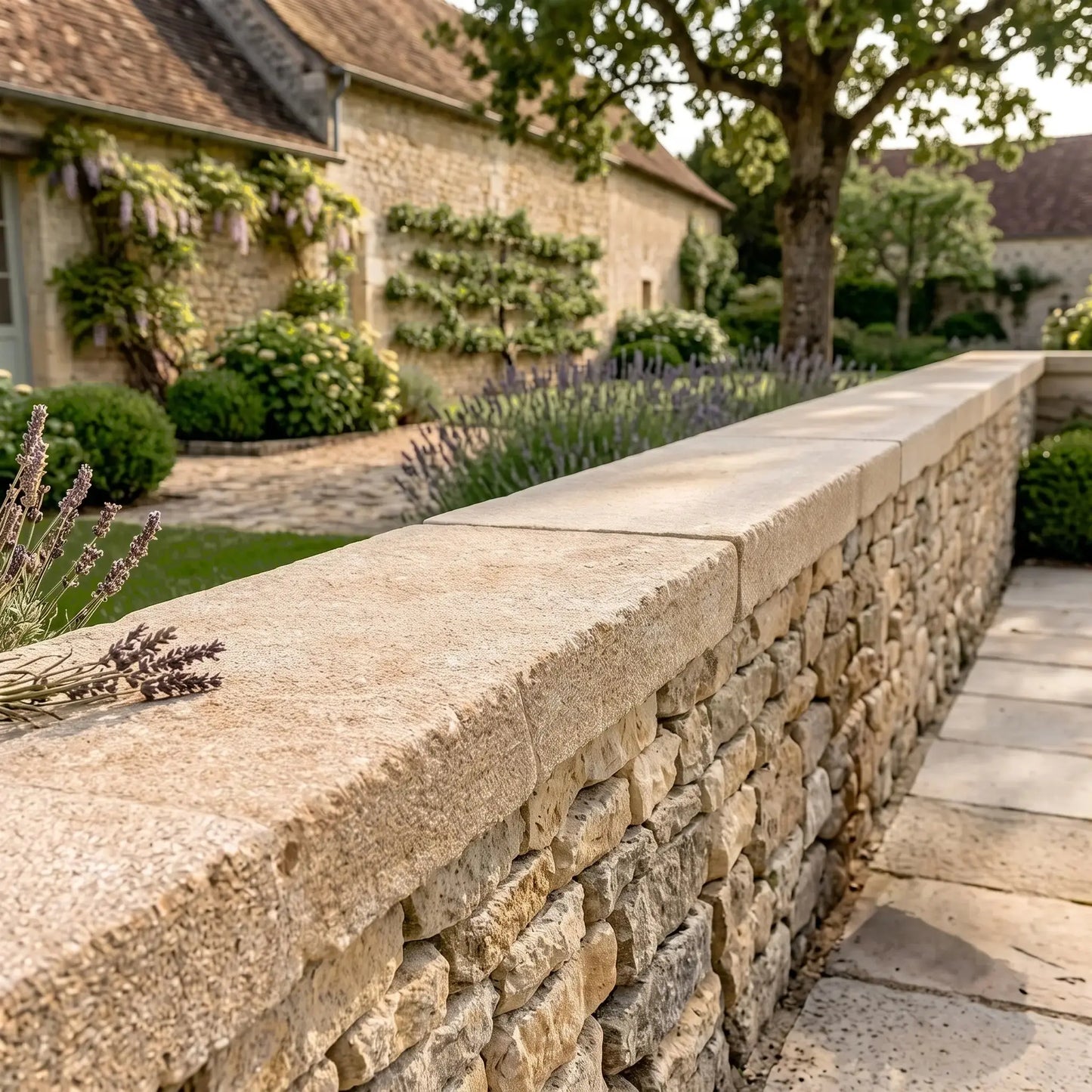 Solid ALMENDRA limestone coping (without drip edges)