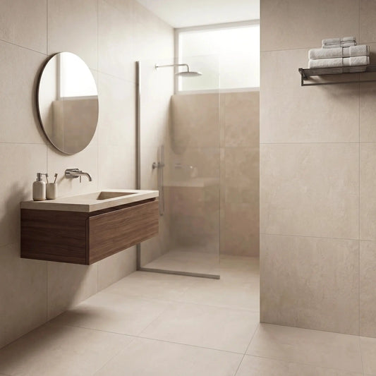 Carrelage effet béton AURA CREMA - 60 x 60 cm Minéral pierre naturelle