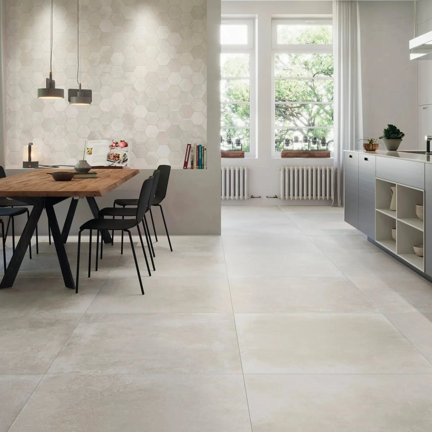 Carrelage effet béton TOWN CREAM - 120 x 60 cm