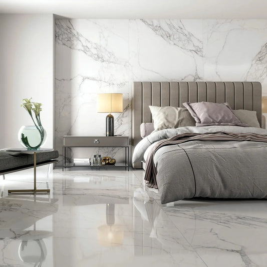 Carrelage effet marbre CAPRAIA brillant - 120 x 60 cm Minéral pierre naturelle