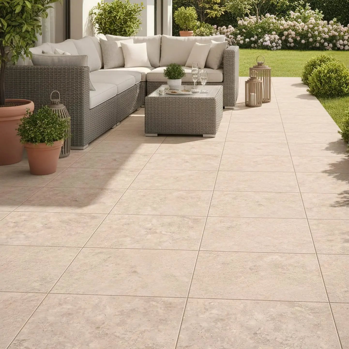 Travertin-Optik-Fliesen für den Außenbereich – 60 x 60 x 2 cm