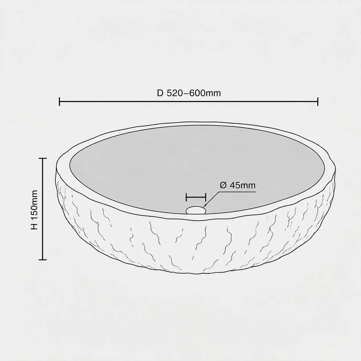 River stone basin - large model