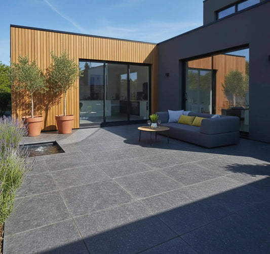 Dallage en granit JADE BLACK grenaillé Minéral pierre naturelle