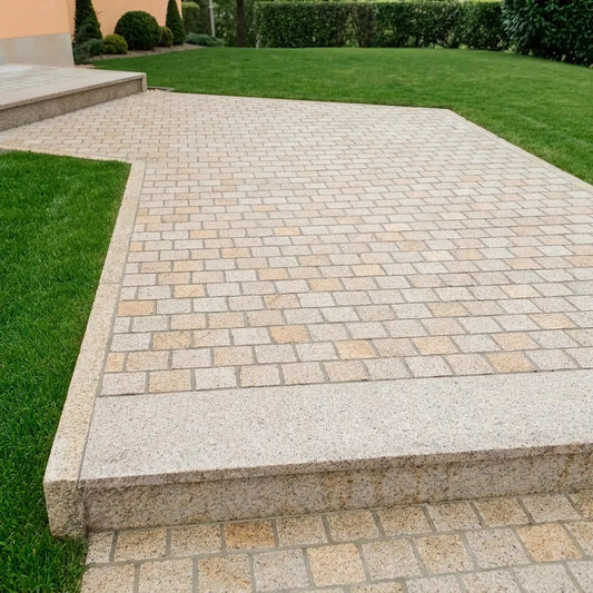 Pavé en granit JAUNE SAVANE bouchardé Minéral pierre naturelle