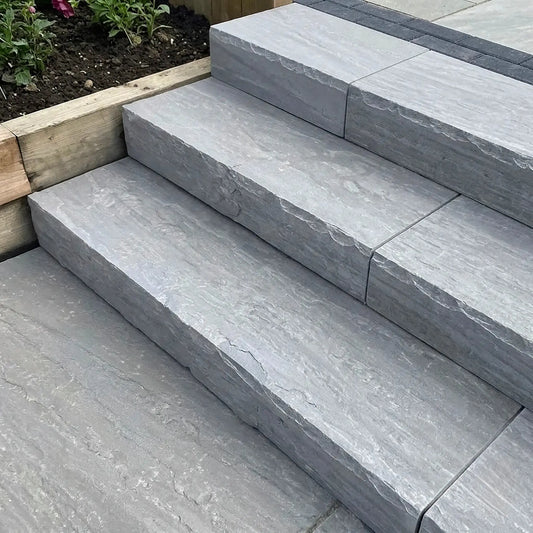 Marche bloc en grès KANDLA GREY Minéral pierre naturelle