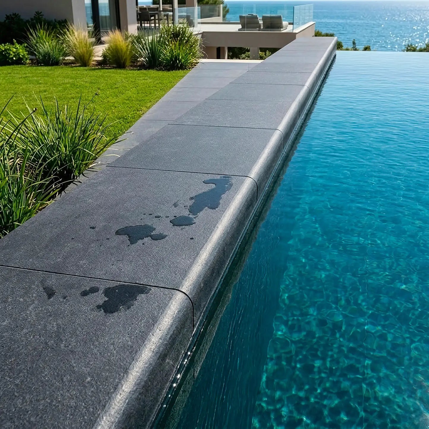 Massive Poolrandplatte SUPER BLACK BASALT