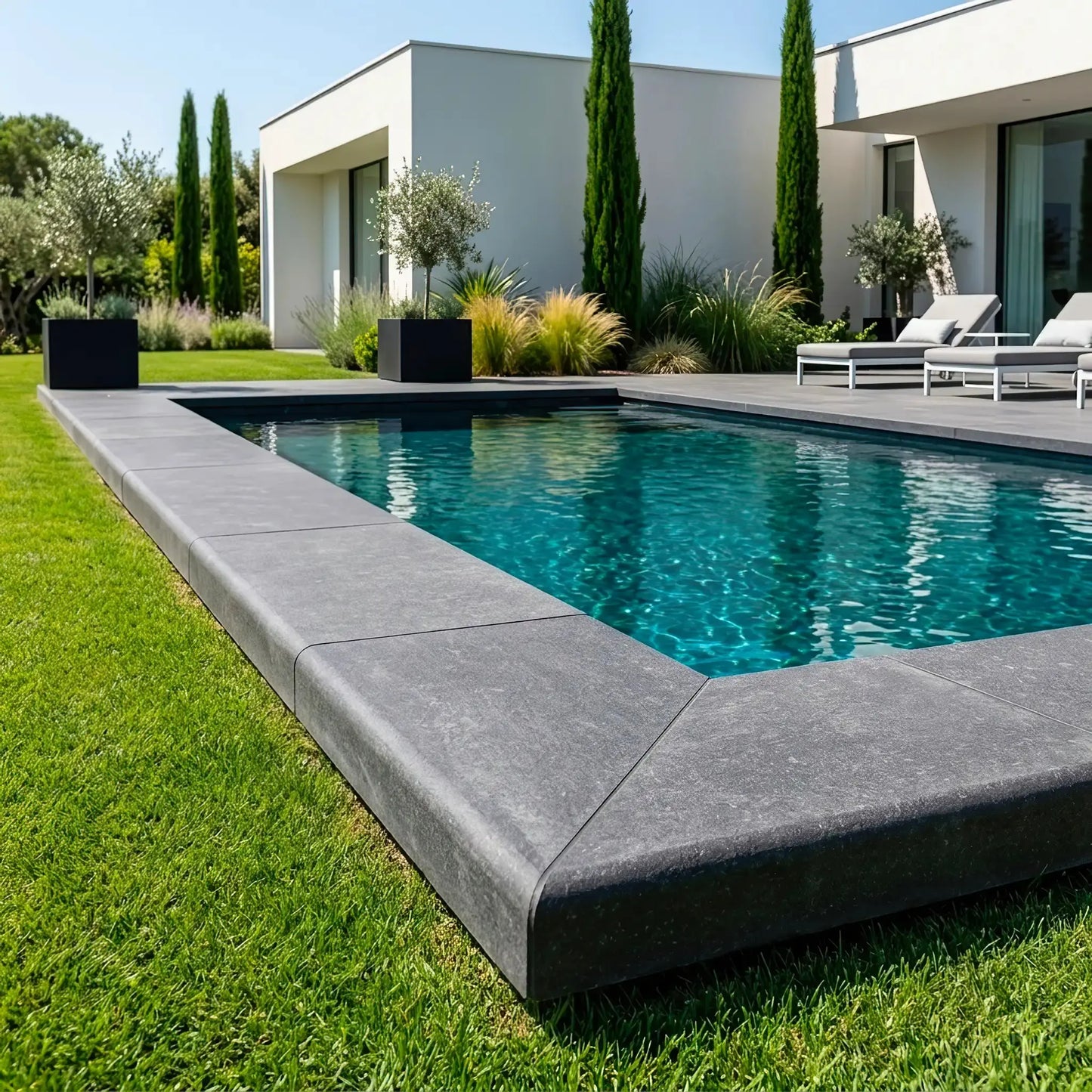 Massive Poolrandplatte SUPER BLACK BASALT