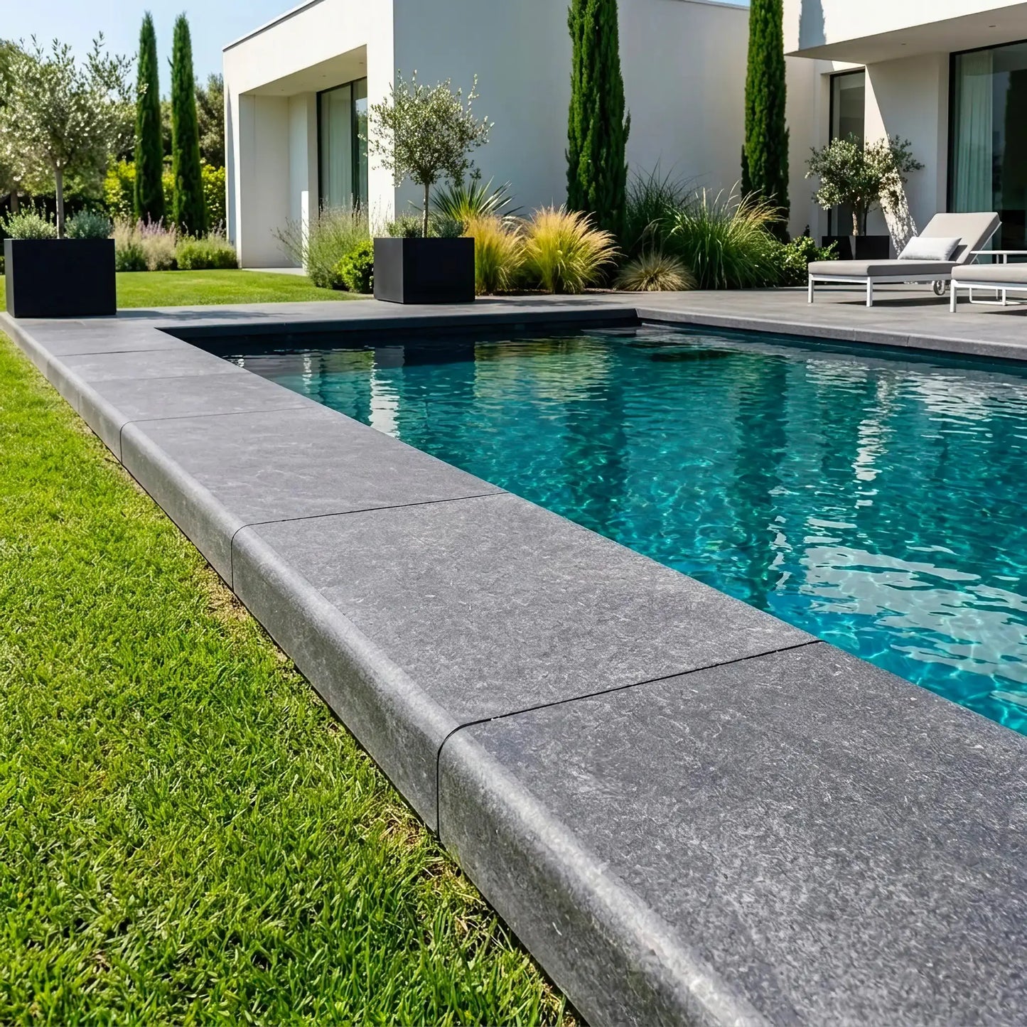 Massive Poolrandplatte SUPER BLACK BASALT