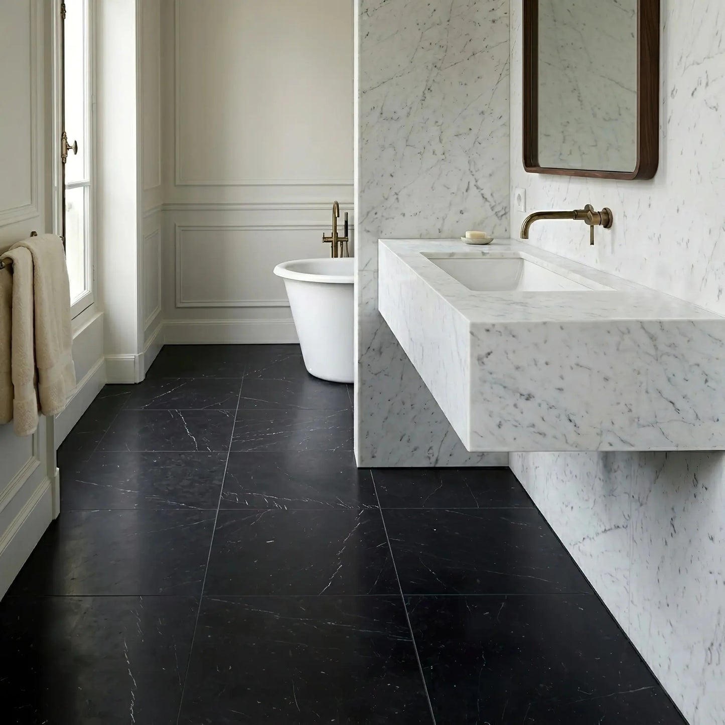 Dallage en marbre NOIR MARQUINA mat Minéral pierre naturelle