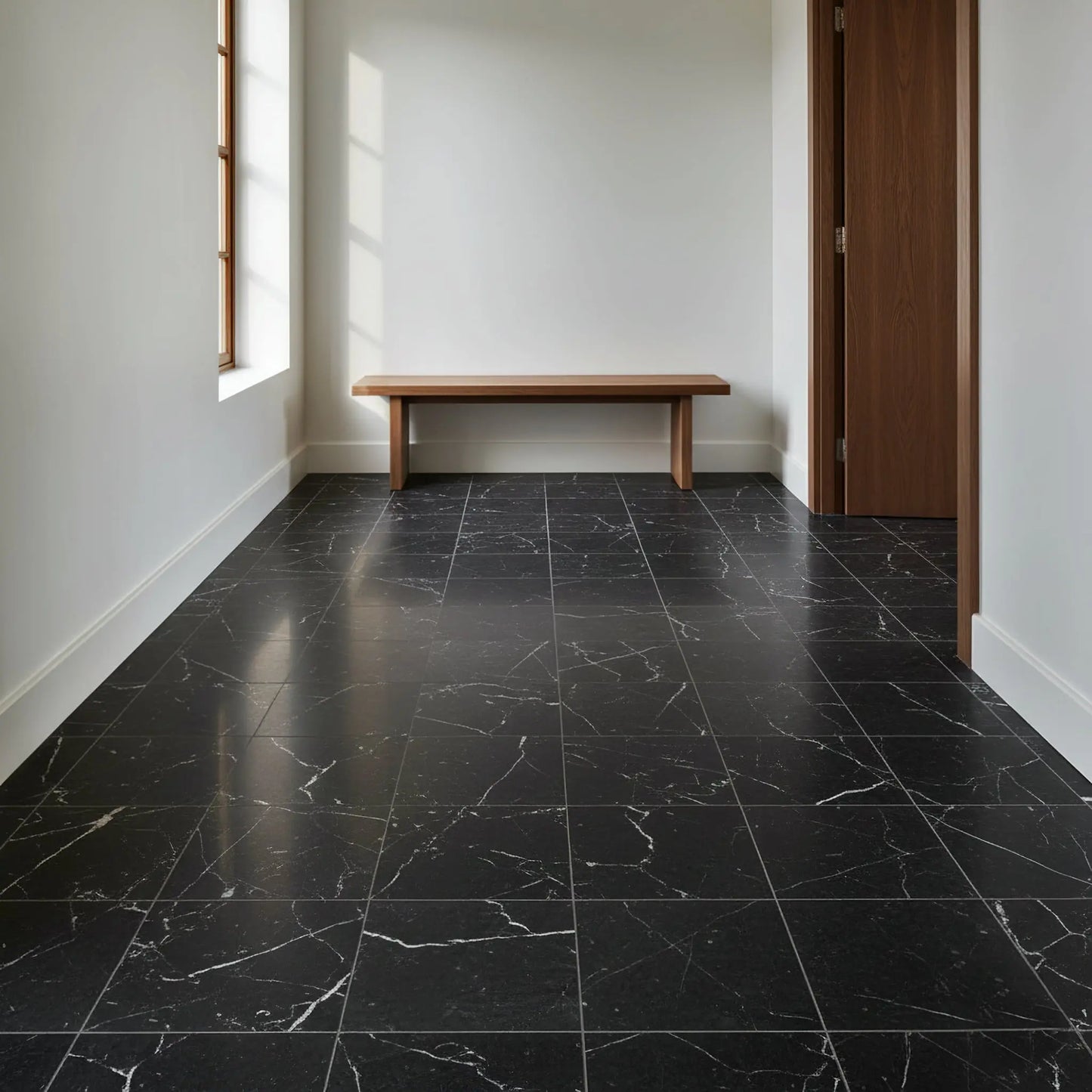 Dallage en marbre NOIR MARQUINA mat Minéral pierre naturelle