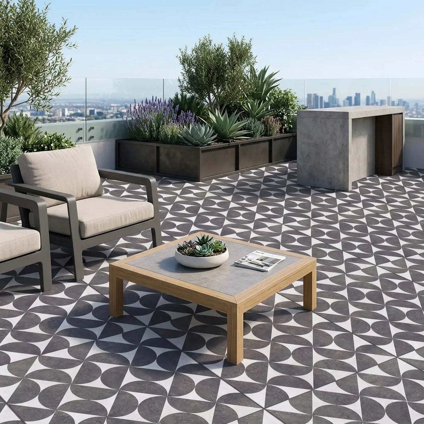 Carrelage extérieur DESIGN CONICAL - 60 x 60 x 2 cm Minéral pierre naturelle