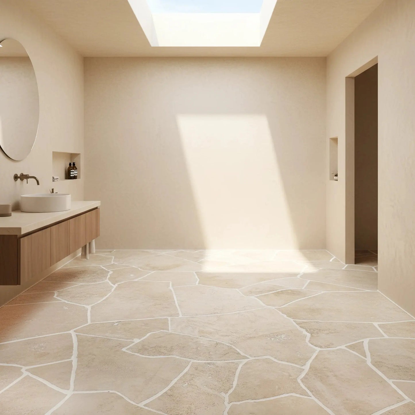 Opus Incertum intérieur en TRAVERTIN - Grand format Minéral pierre naturelle