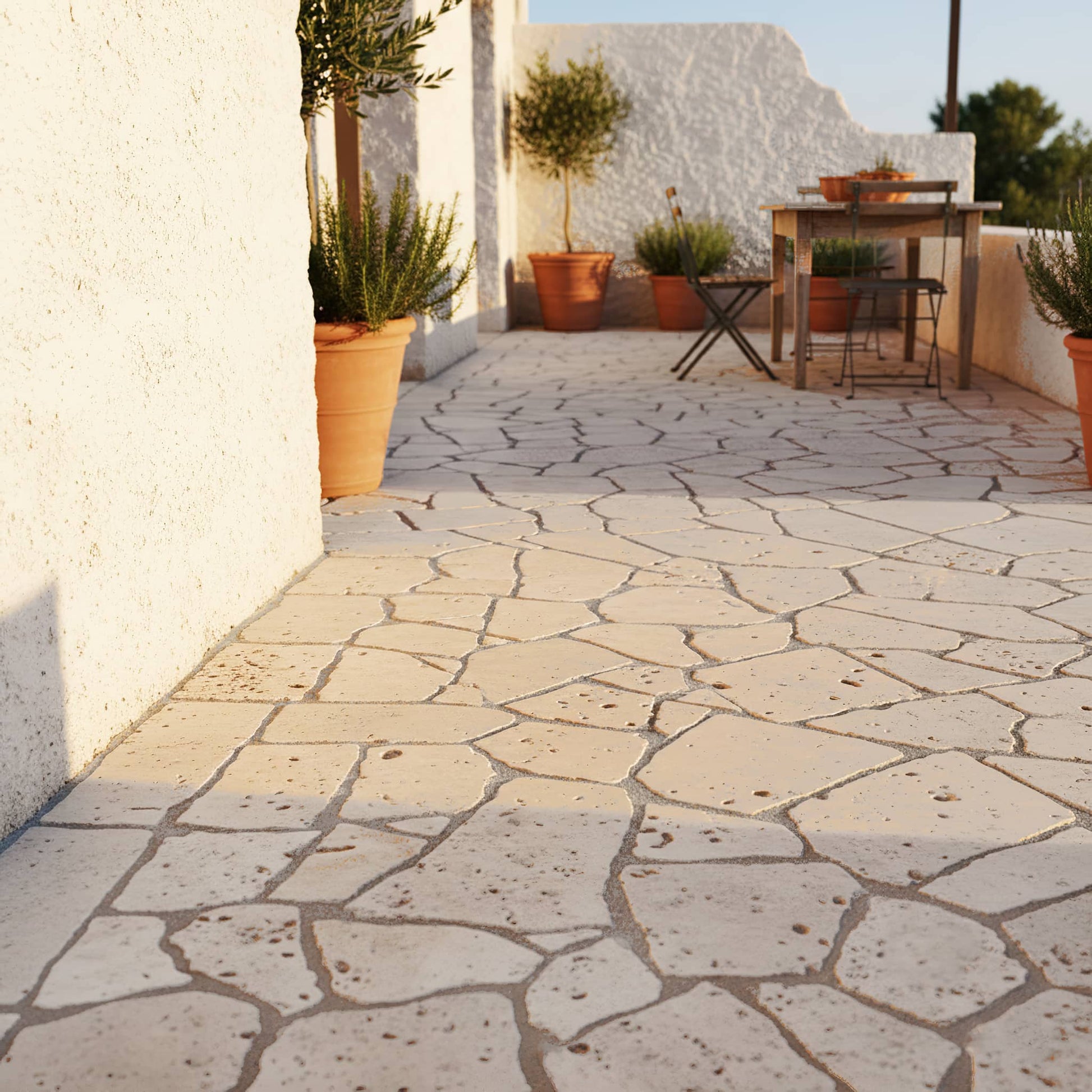 Opus Incertum en TRAVERTIN - Vieilli brut Minéral pierre naturelle