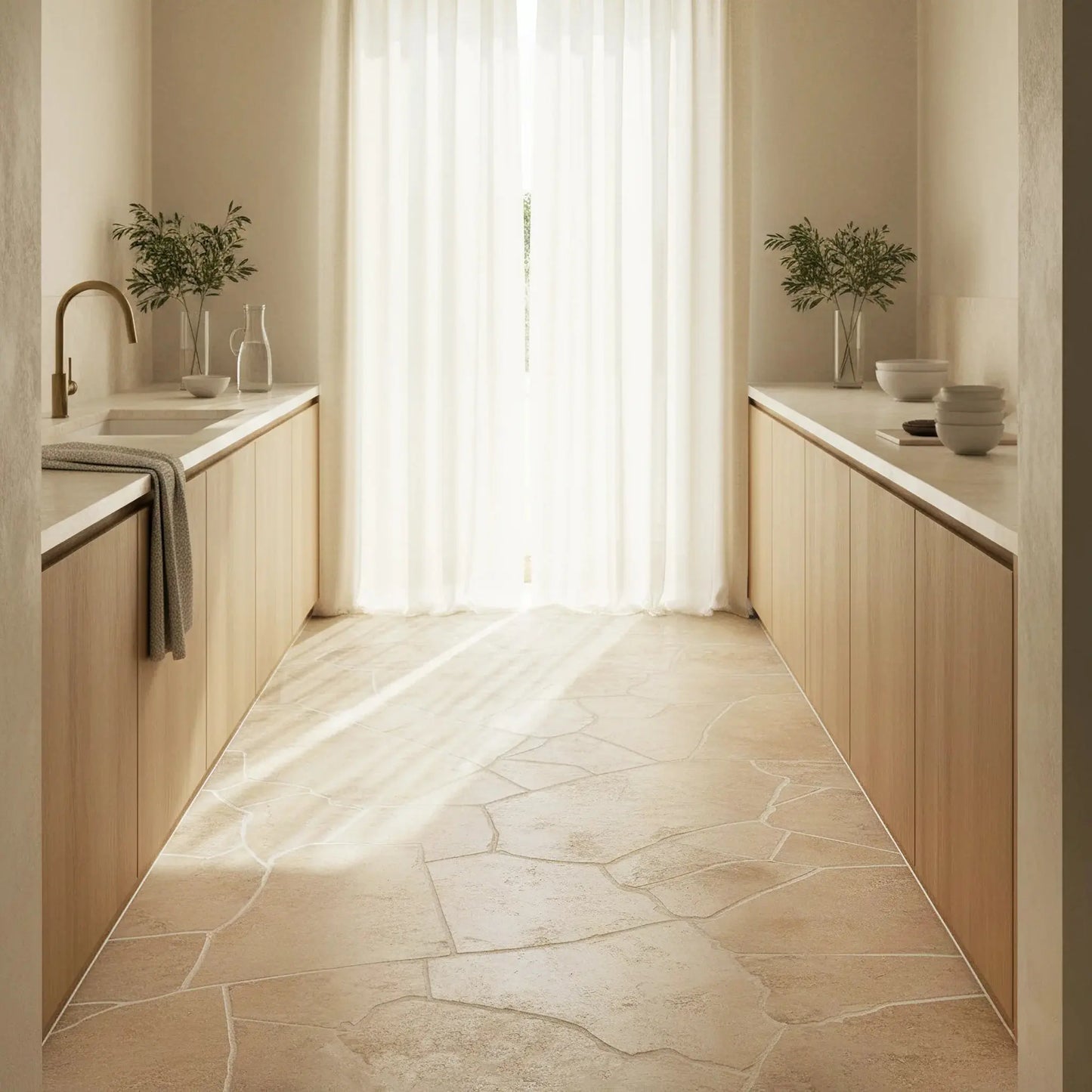 Opus Incertum intérieur en TRAVERTIN - Grand format Minéral pierre naturelle