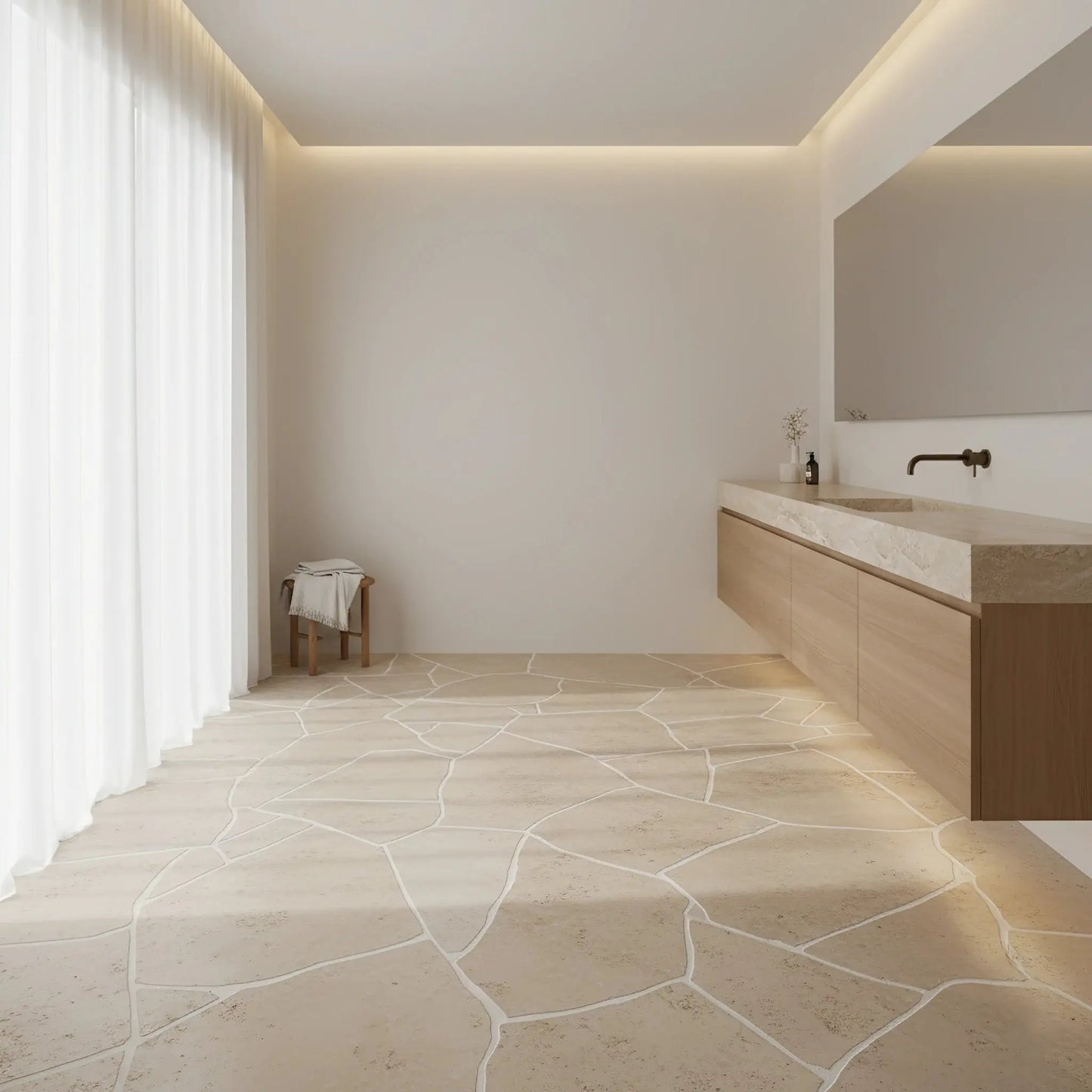 Opus Incertum intérieur en TRAVERTIN - Grand format Minéral pierre naturelle