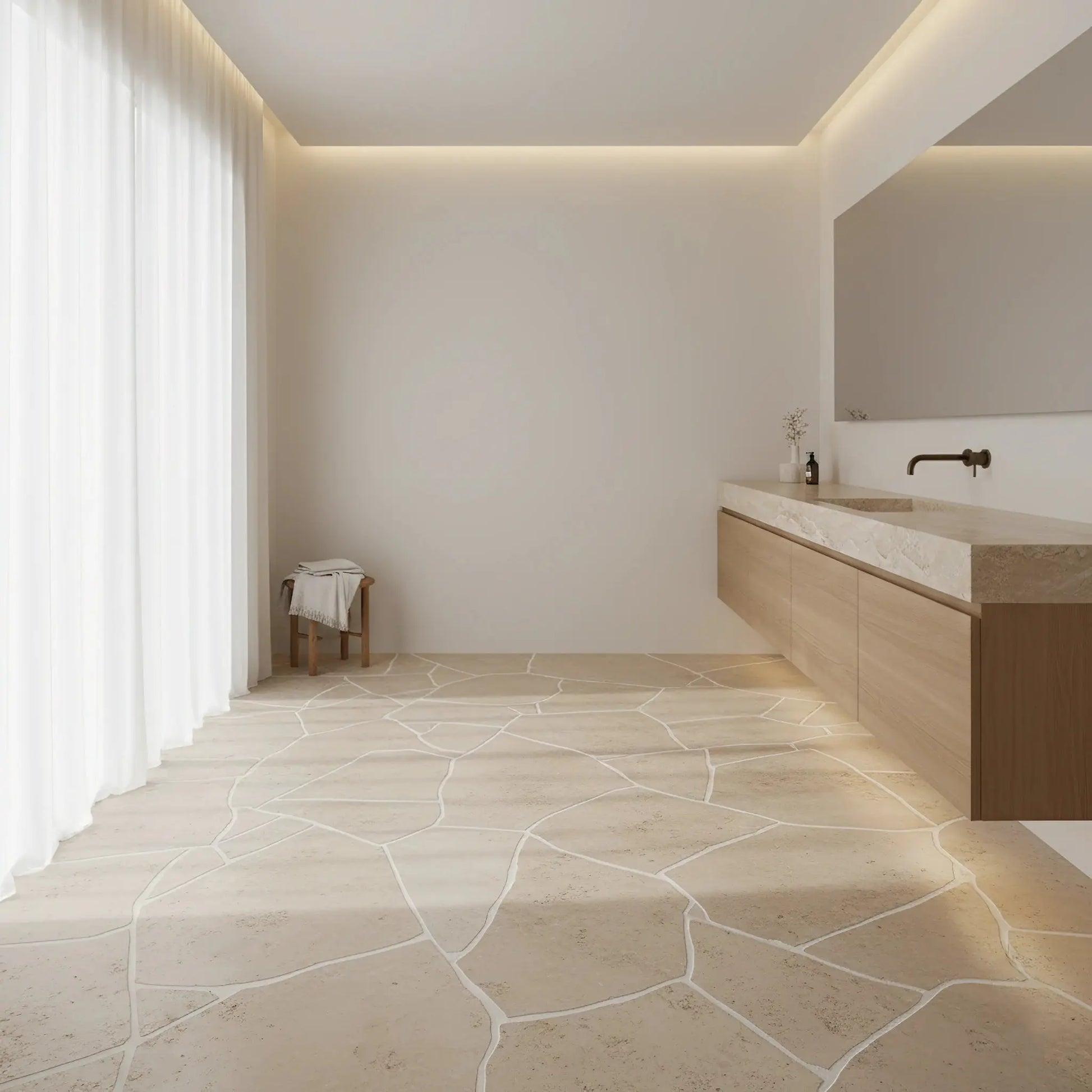 Opus Incertum intérieur en TRAVERTIN - Grand format Minéral pierre naturelle