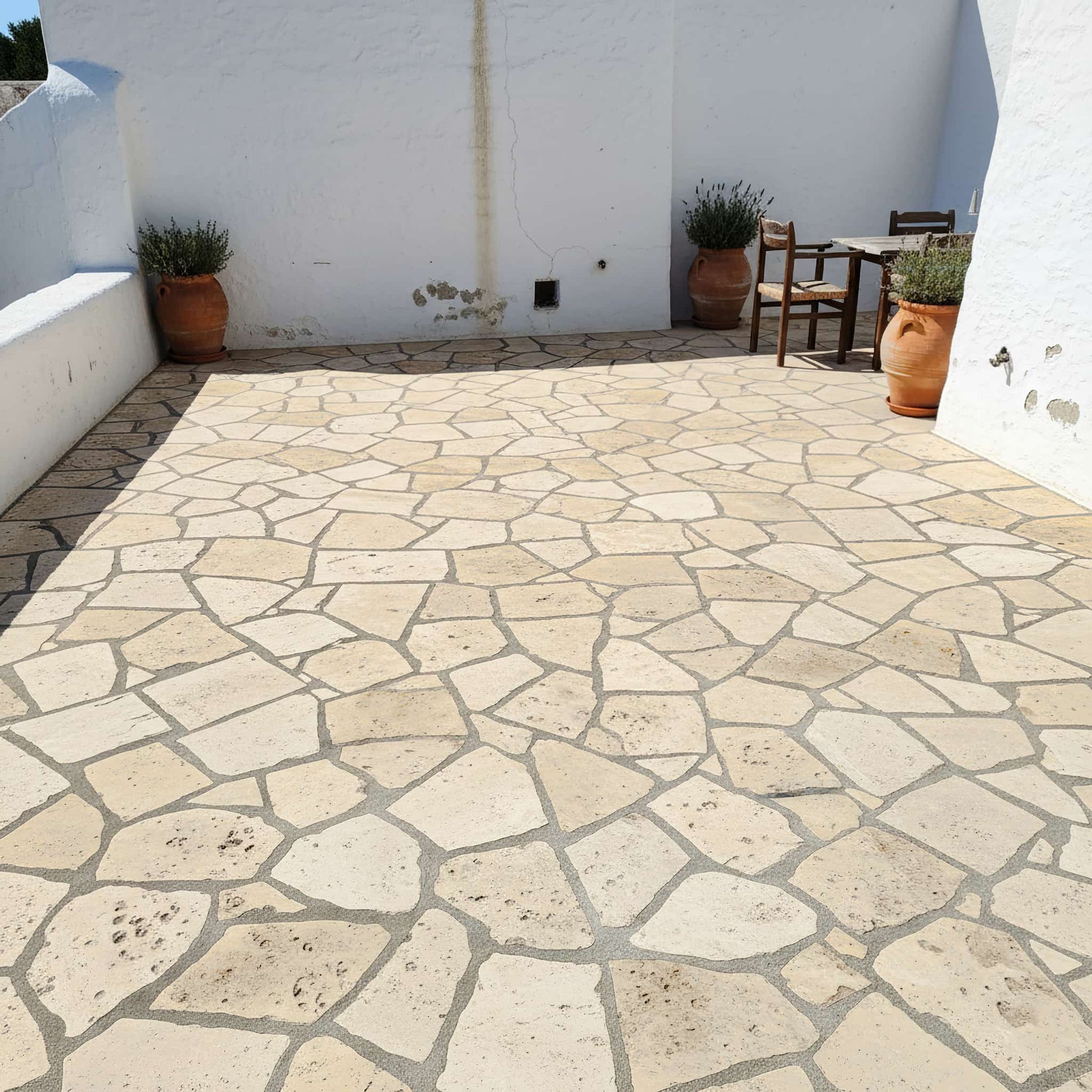 Opus Incertum en TRAVERTIN - Vieilli brut Minéral pierre naturelle